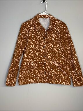 LOFT Rust Spot Print Button-Down Shirt Jacket oversized